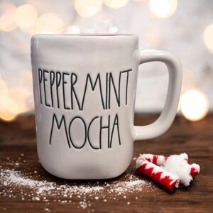 Rae Dunn Ceramic Mug Double Sided Peppermint Mocha Candy Cane Holiday